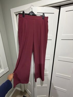 HALARA Wide-Leg Ponte Pants in Burgundy